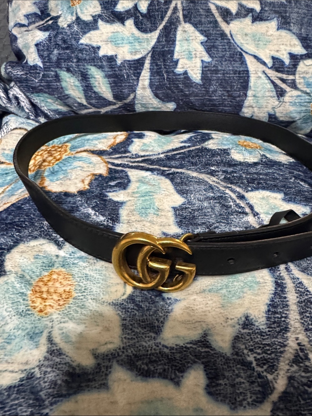 Gucci Black Leather Belt with Gold Double G Buckle